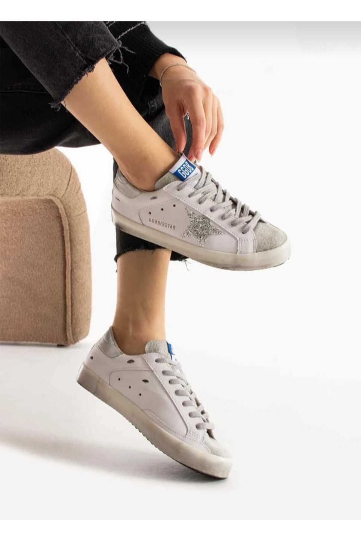 GOLDEN GOOSE DELUXE SPOR AYAKKABI GÜMÜŞ YILDIZ