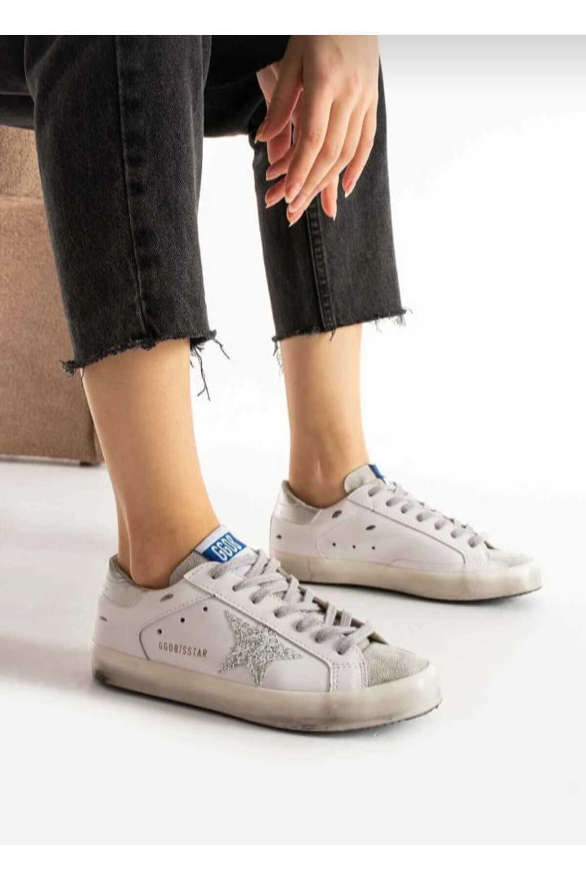 GOLDEN GOOSE DELUXE SPOR AYAKKABI GÜMÜŞ YILDIZ