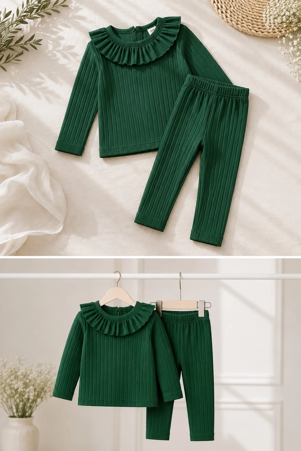 %100 Pamuk Fitilli Baby Set